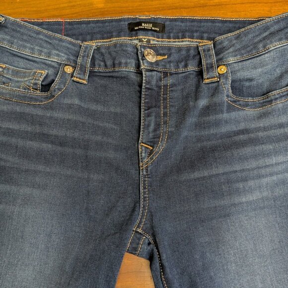 True Religion Jeans 32x28 Womens Blue Halle Mid Rise Super Skinny Dark Stretch - Picture 3 of 14